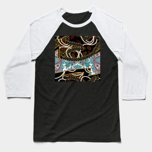 Gold chains, flowers, leopard skin texture, rope, ethnic design Baseball T-Shirt